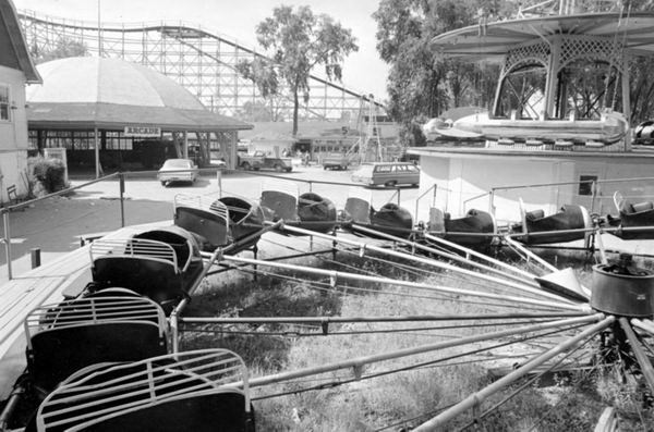 Walled Lake Amusement Park (Walled Lake Park) - Rides With Roller Coaster Behind (newer photo)